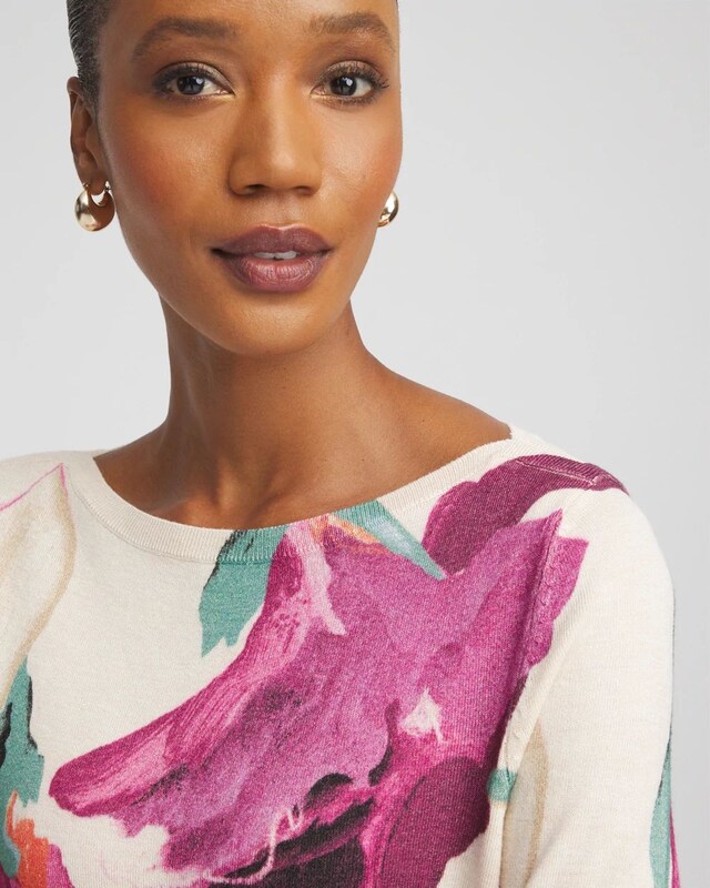 Ella Boatneck Watercolor Pullover Sweater - image 4